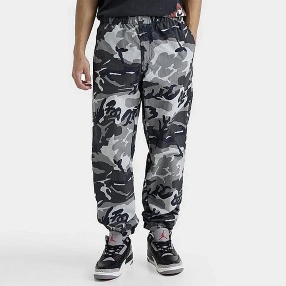 Nike Air Jordan MVP Camo Jogger Pants Men’s Medium Black Gray Woven FZ3529-010 - Picture 1 of 6